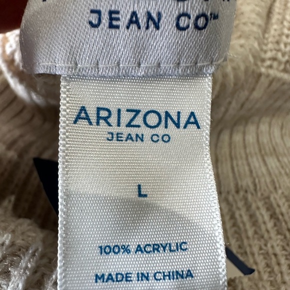 ❤️ Arizona Jean Company Women's Beige V-Neck Sweater Large NWT - Picture 4 of 5